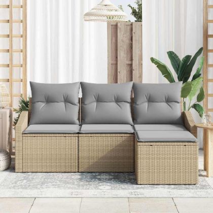 Комплект дивани 4 pcs Бежов и Светло Сив полиратан