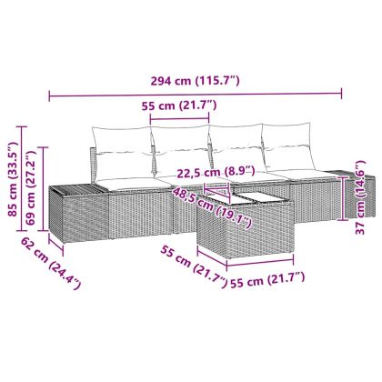 Градински Софа Комплект 5 pcs Бежов и кремав полиратан