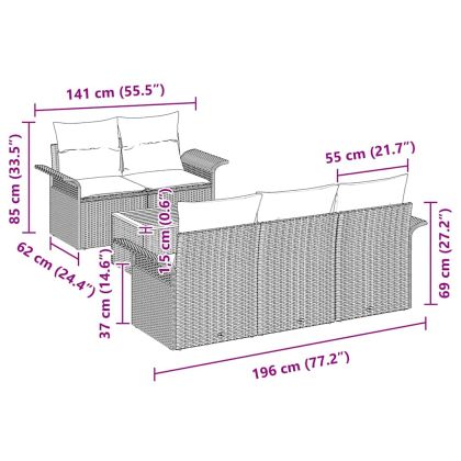 Градински Софа Комплект със съхранение 6 pcs Черно полиратан