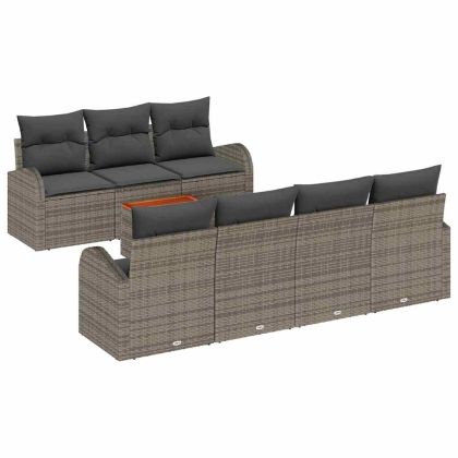 Градински Софа Комплект със съхранение 8 pcs Сив полиратан