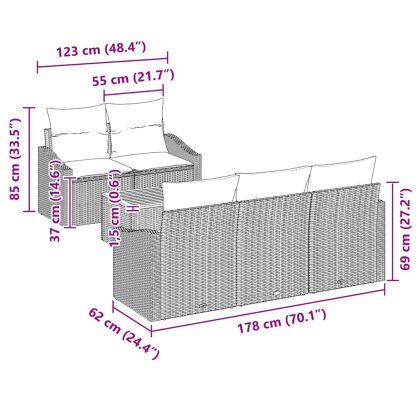 Градински Софа Комплект със съхранение 6 pcs Черно полиратан