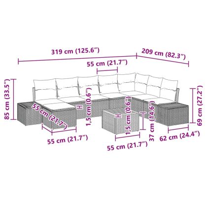 Градински Софа Комплект 9 pcs Бежов и бял