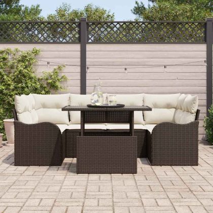Градински Софа Комплект 7 pcs Кафяво 234 x 122,5 x 85 см