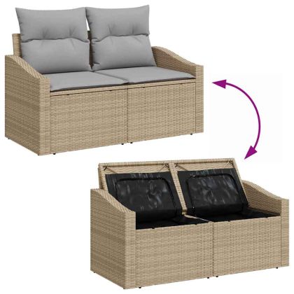 Градински Софа Комплект 10 бр. Бежово Полиратан