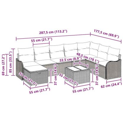 Комплект дивани 9 pcs Бежов и Светло Сив полиратан