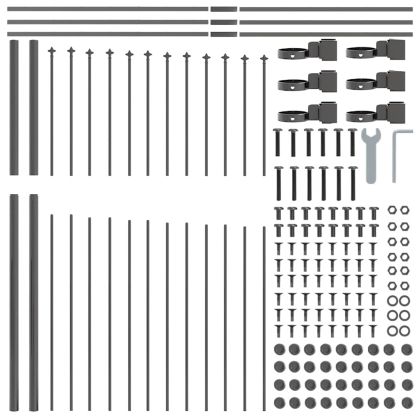 Градска ограда 7 pcs Сив 170 x 215 см Прахово боядисана стомана