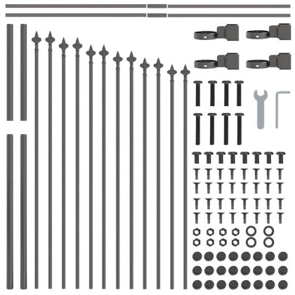 Градска ограда 8 pcs Сив 170 x 140 см Прахово боядисана стомана