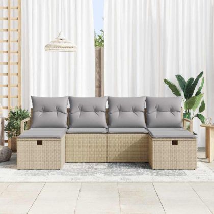 Комплект дивани с възглавница 5 pcs полиратан