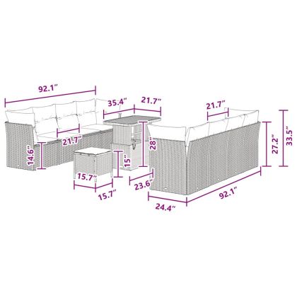 Градински Софа Комплект 11 pcs Черно полиратан