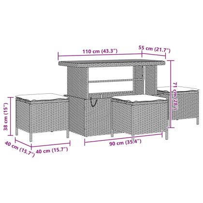 Градински Софа Комплект 10 pcs Сив полиратан