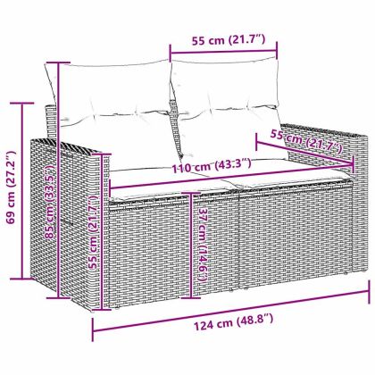 Градински Софа Комплект 14 pcs Черно полиратан