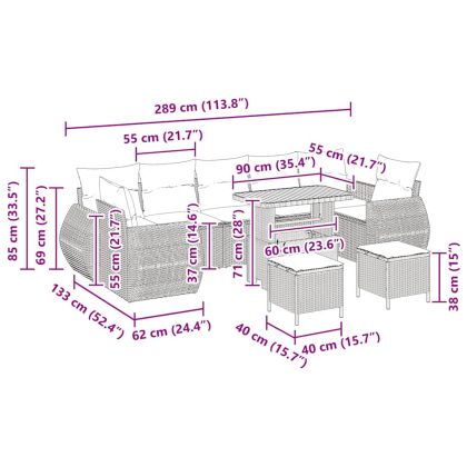 Градински Софа Комплект 10 pcs Бежово полиратан