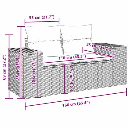 Градински Софа Комплект 10 pcs Бежово полиратан