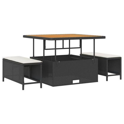 Градински Софа Комплект с възглавница 11 pcs Черно полиратан