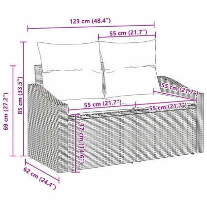 Градински Софа Комплект с възглавница 10 pcs Сив полиратан
