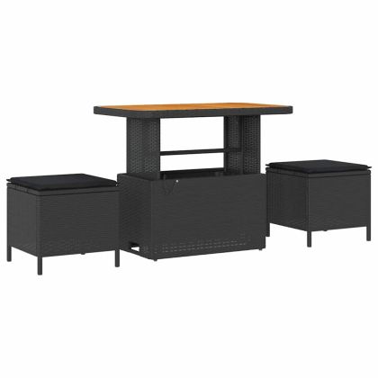 Градински Софа Комплект с възглавница 13 pcs Черно полиратан