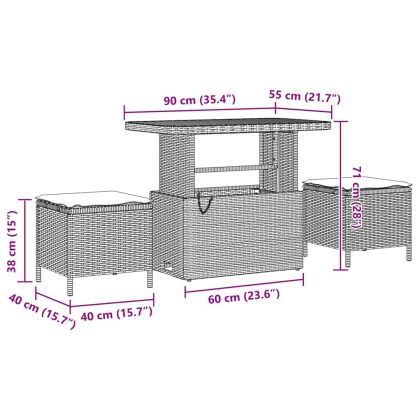 Градински Софа Комплект 9 pcs Черно полиратан