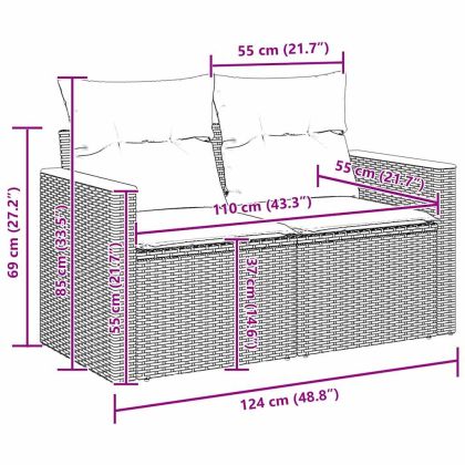 Градински Софа Комплект 10 pcs Бежово полиратан