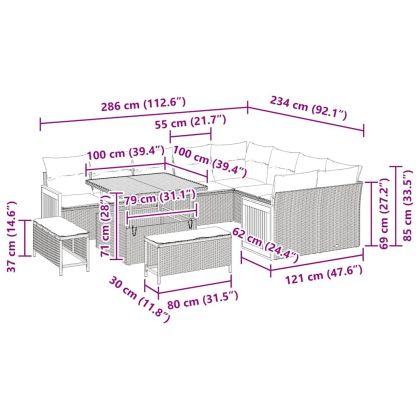 Градински Софа Комплект с възглавница 12 pcs Бежов и Светло Сив