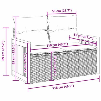 Градински Софа Комплект с възглавница 14 pcs Сив