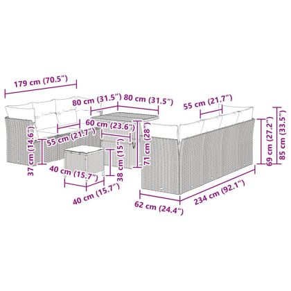 Градински Софа Комплект 10 pcs бежово и светлосиво