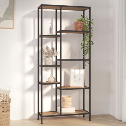 Етажерка за книги 80x30x180 см стомана и инженерно дърво