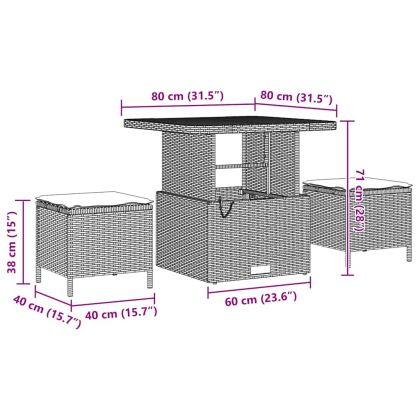 Градински Софа Комплект с възглавница 10 pcs Черно