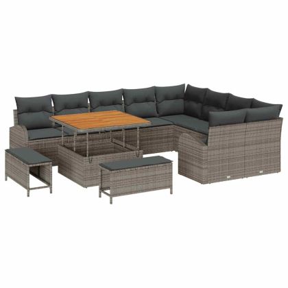 Градински Софа Комплект с възглавница със съхранение 12 pcs Сив
