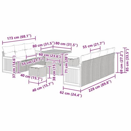 Градински Софа Комплект 13 pcs Бежов и Светло Сив полиратан