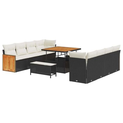 Градински Софа Комплект Черен и кремав 231 x 224 x 85 см