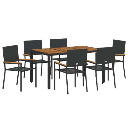 Комплект за хранене в градината 7 pcs Черно полиратан