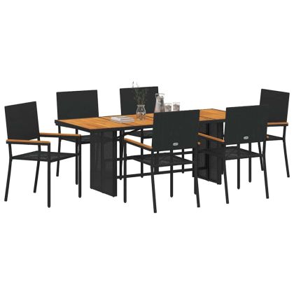Комплект за хранене в градината 7 pcs Черно полиратан