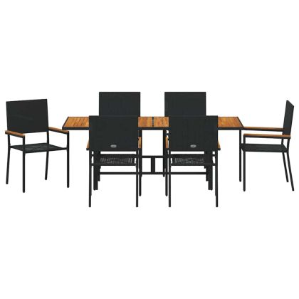 Комплект за хранене в градината 7 pcs Черно полиратан
