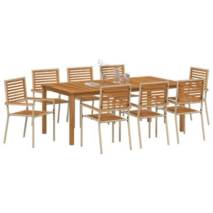 Комплект за хранене в градината 9 pcs Бежово