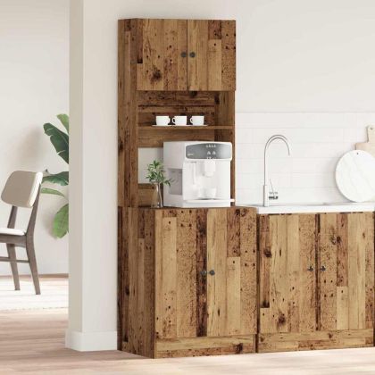 Кухненски сървър с рафт 2 pcs Старо дърво 60 x 50 x 180 см