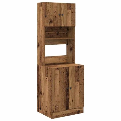Кухненски сървър с рафт 2 pcs Старо дърво 60 x 50 x 180 см