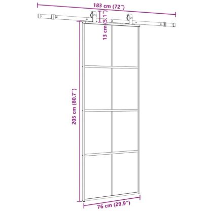 Плъзгаща се врата с обков черна 76x205 см ESG стъкло