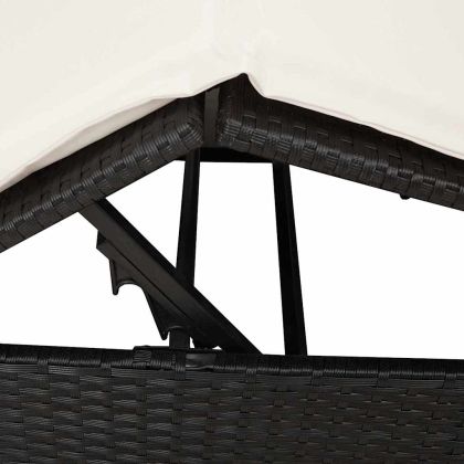 Двойно шезлонг С завеси Топло бяло 205 x 129 x 200 см полиратан