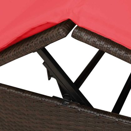 Двойно шезлонг С завеси Червено 205 x 129 x 200 см полиратан