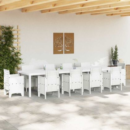 Градинска маса Бяло 350 x 100 x 74 см полиратан