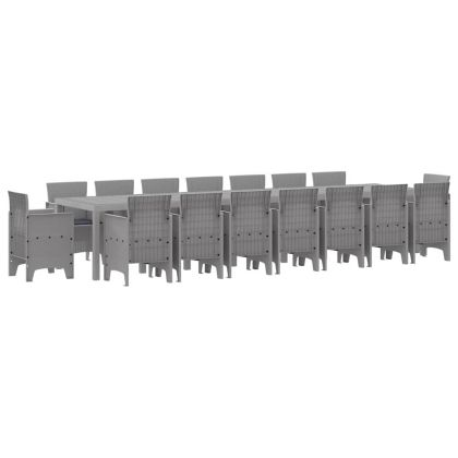 Градински комплект за хранене с възглавници 17 pcs Светлосиво