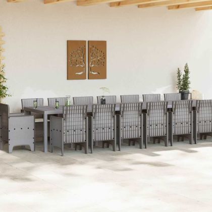 Градински комплект за хранене с възглавници 17 pcs Светлосиво