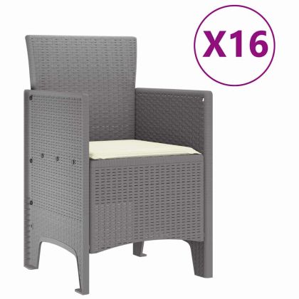 Градински комплект за хранене с възглавници 17 pcs Светлосиво