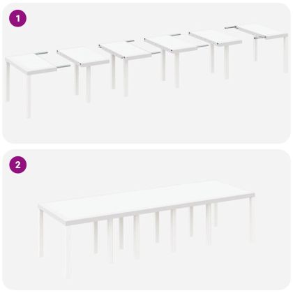 Комплект за хранене в градината 11 pcs Бяло Полиратан и стомана