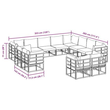 Градински Софа Комплект с възглавница 12 pcs