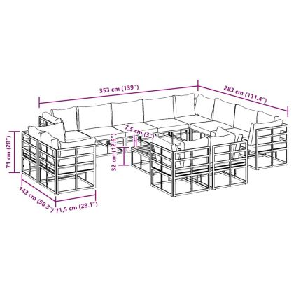Градински Софа Комплект с възглавница 13 pcs