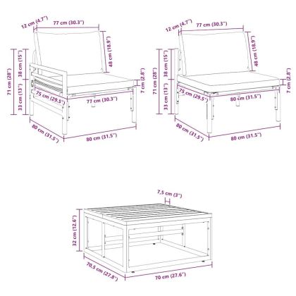 Градински Софа Комплект с възглавница 9 pcs Черно Стомана