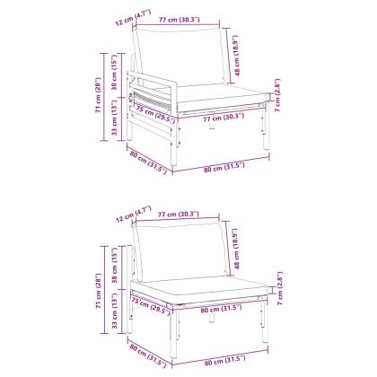Градински Софа Комплект с възглавница 4 pcs Черно Стомана