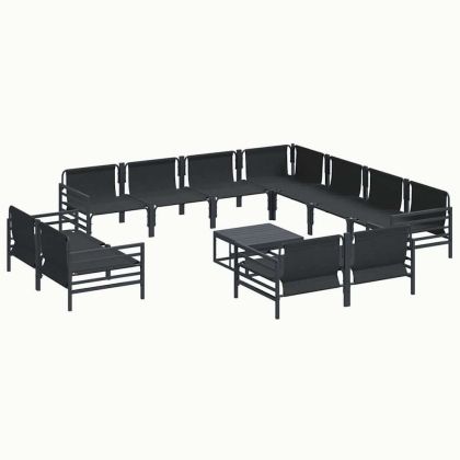 Градински Софа Комплект с възглавница 12 pcs Черно Стомана