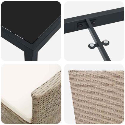 Комплект за хранене в градината 5 pcs Бежово полиратан